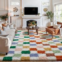 Tapis d'intérieur en fourrure pelucheuse à poils longs super doux, fabriqués à la machine, antidérapants, décoration de chambre à coucher