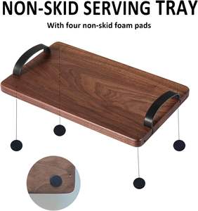 Solid Natural Wood Serving Tray with Leather Handles Ideal for Home Parties Food Display Coffee <b>Tea</b> Snacks Serving - Product Image 4