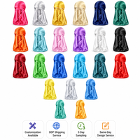 Nouveaux turbans durag en satin soyeux personnalisés, bonnets ondulés à longue queue, accessoires de coiffure professionnels unisexes style hip-hop