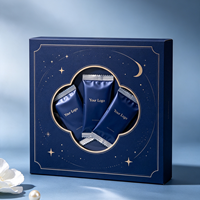 Diseño Moderno de Empaque para Mascarillas Faciales con Caja de Cartón Blanco y Bolsa Flexible con Acabado Personalizado