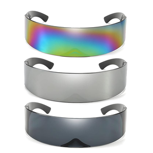 80s Futuristic Cyclops <span class=keywords><strong>Cyber</strong></span> Visor Gafas de sol Hombres Mujeres Estilo punk Cosplay - Product Image 3