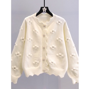 Grossiste Boutique 2025 Nouvelle Mode Cardigan Tricoté à Perles Manches Longues Doux pour Femme - Product Image 1