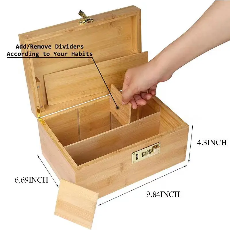 Nouvelle boîte de rangement de luxe en bois de bambou à fumer magnétique portable de haute qualité personnalisée avec serrure boîte de rangement en bambou