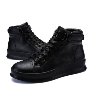 Moda hombre mid-top PU superior zapatos casuales hebilla de metal comodidad zapatillas - Product Image 3