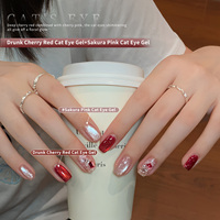 ENNISI Gel à ongles effet œil de chat, rouge cerise rose, nouveau, pailleté, à sécher avec une lampe UV