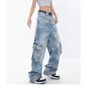 Nueva Llegada, Jeans Holgados Personalizados para Mujer, 100% Algodón, Estilo Y2K, Pantalones Cargo con Múltiples Bolsillos, Denim para Mujer - Product Image 3