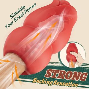 High Quality Rose Aircraft Cup Heating PC+TPE+ABS Penis Trainer Male Manual Masturbator Red/Green Base Adult <strong>Sex</strong> <strong>Toy</strong> <strong>for</strong> <strong>Him</strong> - Product Image 5