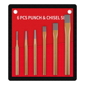 Juego de 6 piezas de punzones y cinceles con vástago redondo métrico y punta recta, juego de herramientas para albañilería de 20 mm - Product Image 1