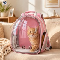 Tas Ransel Transparan Portabel untuk Hewan Peliharaan, Tas Perjalanan Kapsul Kucing yang Bernapas dengan Penutup Ritsleting, Grosir