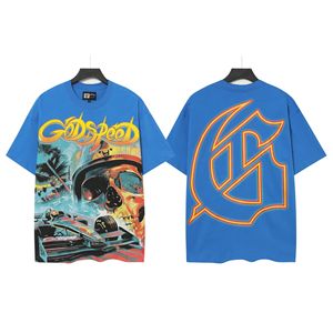 Nuova Collezione Estate 25SS: T-Shirt Godspeed in Stile Americano, Trendy, Rock, Street, Hip-Hop, Vintage con Stampa Cartoon in Cotone Pettinato a Maniche Corte - Product Image 3
