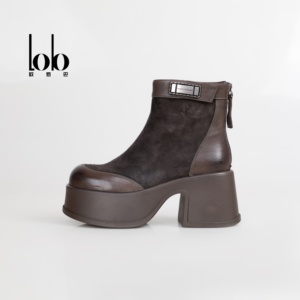 Winter 2025 <strong>Women's</strong> High Top <strong>Boots</strong> Genuine Leather Chunky Heel Back Zipper Closure Elastic Slimming Fashion Height Increasing - Product Image 3