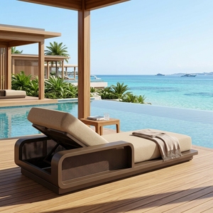 Lit <span class=keywords><strong>de</strong></span> repos d'extérieur en aluminium durable avec mousse à séchage rapide et tissu imperméable respirant pour villas, hôtels, piscines et salons <span class=keywords><strong>de</strong></span> toit - Product Image 1