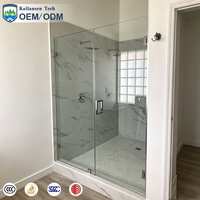 Kabin Shower Kaca Tempered 8mm Tanpa Bingkai Ukuran Khusus Modern dengan Engsel Pintu untuk Proyek Kamar Mandi Hotel