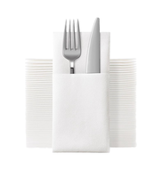 Serviettes en papier aspect lin avec pochette intégrée pour couverts, serviettes pré-pliées en papier Airlaid pour les repas, les mariages, les dîners et les rassemblements
