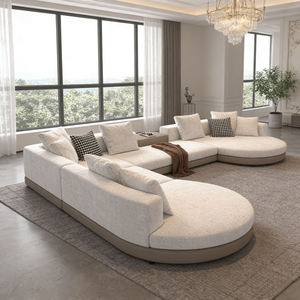 Canapé <span class=keywords><strong>d</strong></span>'angle contemporain de grande taille avec ottoman, design en L multi-places, options de couleur personnalisées pour salon de villa - Product Image 1
