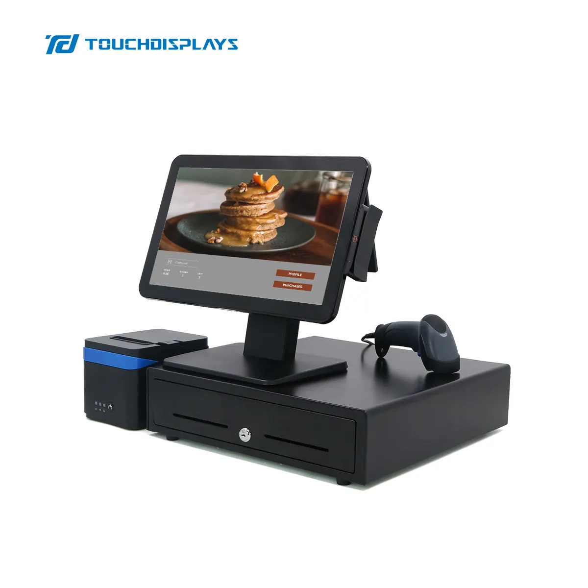 Touchdisplays 15.6 inch cảm ứng tiền mặt máy không thấm nước tiền mặt đăng ký kinh doanh Màn hình kép máy POS để bán