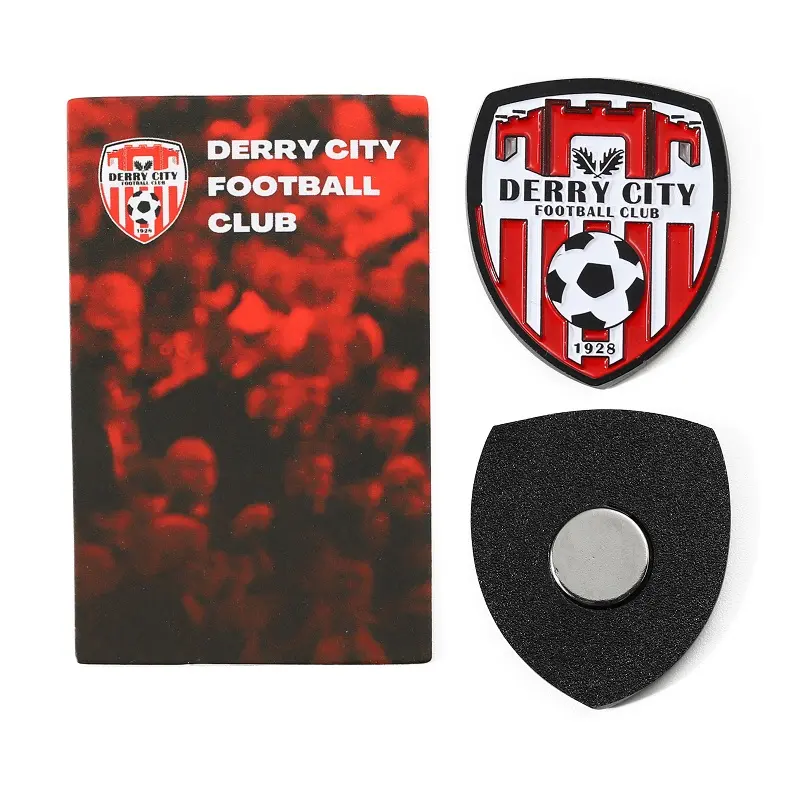 Magnet kulkas logo enamel klub sepak bola kustom magnet kulkas lucu logam berkualitas dengan kartu dukungan