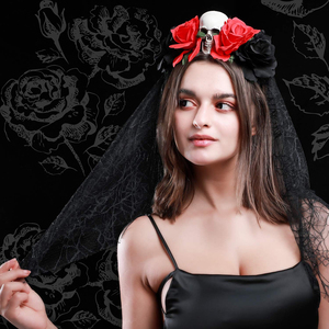 HC300 Mexicain Jour des Morts Coiffes Halloween Voile Bandeau avec Horrible Crâne pour Femmes Filles Halloween Cheveux Cerceaux - Product Image 2