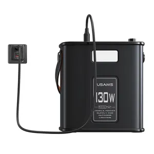 USAMS 2023 New Arrival Custom Logo Portable 80000mah Power Station 130W 2C+3A Fast Charger Kit With Cables