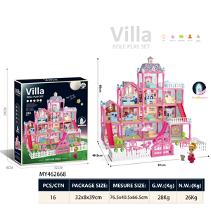ของเล่นเลียนแบบสุดฮ็อตสำหรับ2026ของเล่นเจ้าหญิงของเล่นเฟอร์นิเจอร์แบบ DIY ประกอบกันเป็นวิลล่าปราสาทตุ๊กตาเด็กผู้หญิงขนาดใหญ่พร้อมสุนัขสัตว์เลี้ยง - Product Image 2