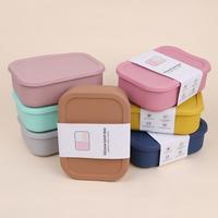 Boîte à bento populaire anti-fuite à 3 compartiments, sans BPA, en silicone de qualité alimentaire, conteneur de stockage alimentaire pour enfants, boîte à lunch pour enfants