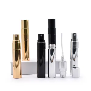 Spray de perfume portátil recarregável, mini spray dourado, prata, vidro preto, 10ml, luxo, spray de viagem, perfume personalizado, atomizador, venda imperdível
