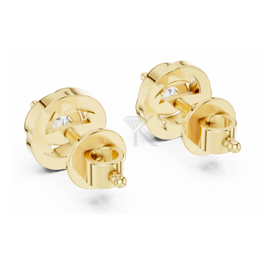 Boucles d'oreilles à nœud en ruban sculptural avec diamants, dotées de fermoirs à vis sécurisés, bijoux fins élégants et minimalistes, parfaits pour les femmes - Product Image 2