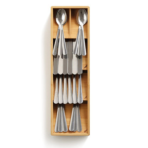Bamboo Divider Silverware <b>Storage</b> <b>Box</b> Rectangular Drawer Organizer Eco-Friendly <b>Kitchen</b> Utensil Holder 18L Capacity - Product Image 3