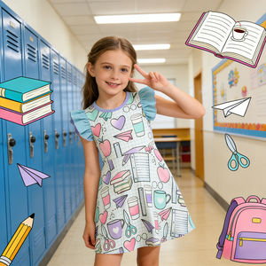 Vestido <span class=keywords><strong>de</strong></span> Verano con Mangas con Volantes para Niña, Estilo Sexy, para Regreso a Clases, Estampados Personalizados, Vestidos con Volantes para Bebés <span class=keywords><strong>de</strong></span> 5 Años, Venta al por Mayor - Product Image 4