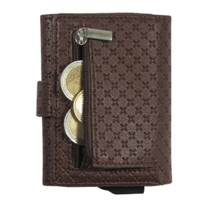 กระเป๋าสตางค์อลูมิเนียมหุ้มหนัง PU ยี่ห้อ CardHoda ป้องกัน RFID ขนาดสั้น พับได้ ลายเรขาคณิต สำหรับทุกเพศ - Product Image 2