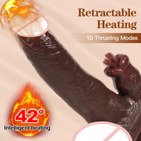 Juguete Sexual Realista de Silicona de 7.67 Pulgadas, Color Marrón Oscuro, con Calefacción y Múltiples Niveles de Vibración para la Masturbación Femenina
