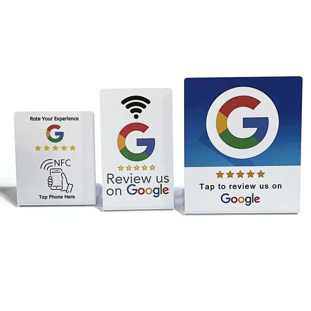 Stiker PVC NFC berdiri kartu ketuk Ntag 213 / 215 / 216 kartu ulasan Google