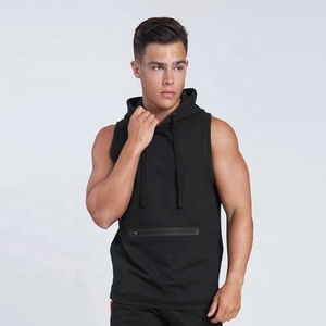 Sudadera sin mangas para hombre, transpirable, de poliéster/algodón, para invierno, para exteriores, lisa, de secado rápido, cortavientos, ecológica, para gimnasio, deporte, musculación - Product Image 3