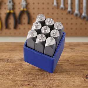 Outils de poinçonnage du cuir FERVI NUMERI HRC 58-60, poinçon à caractères de 6 mm, manche de 10 cm, haute qualité, durable - Product Image 2