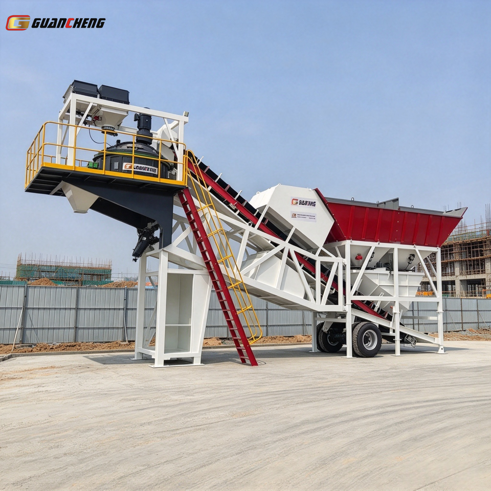 Machine Batching And Mixing Mobile Electric Concrete Batching Plant 70000W PLC Controlled Mixing ...