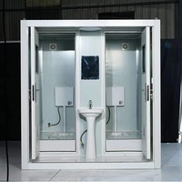 Toilettes publiques mobiles modernes, écologiques, durables et luxueuses, pour usage scolaire et en appartement, en panneaux sandwich en acier, portables et personnalisables