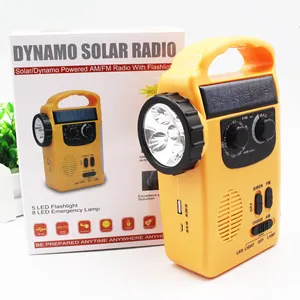 Solar Hand Crank ชาร์จโทรศัพท์มือถือมัลติฟังก์ชั่ LED วิทยุ