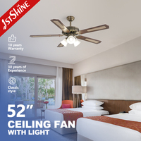 1stshine Ventilateur de plafond traditionnel avec kit d'éclairage pour restaurant Moteur à courant alternatif réversible à 5 pales Mdf