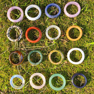 خاتم كريستال من الأحجار الكريمة الطبيعية 18-20 ملم، قلادة خواتم من حجر كريستال أصلي فردي للأقراط والمجوهرات للجنسين والرجال - Product Image 4