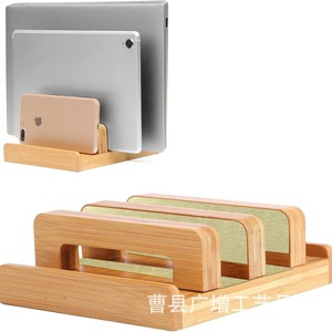 Wooden Tablet <b>Pc</b> <b>Stand</b> With Adjustable Base For Mobile Phones And Tablets Desktop Mount Bamboo Color Single Layer - Product Image 5