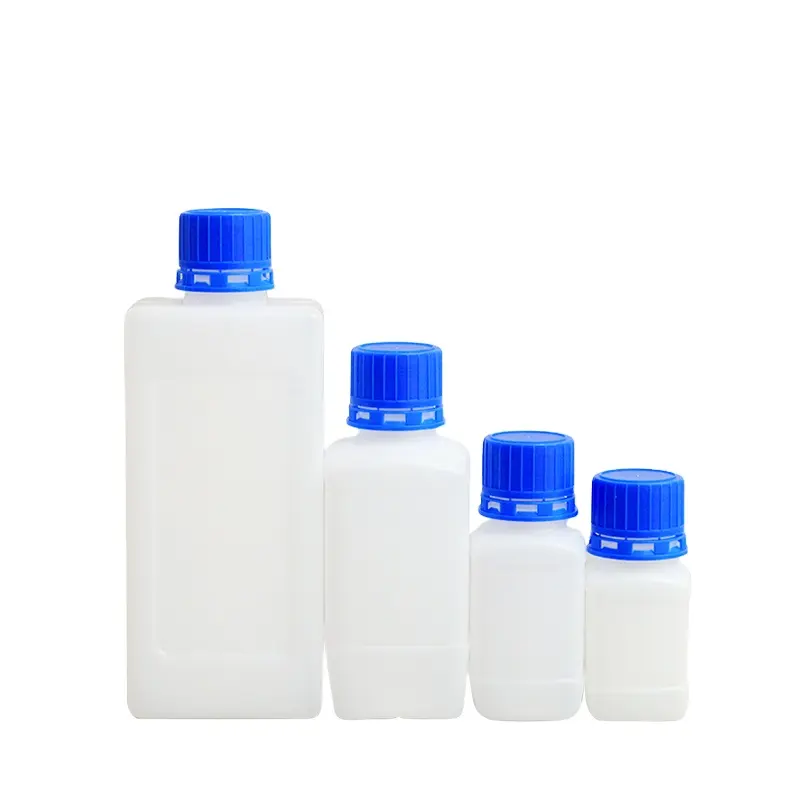 Plastik kapaklı laboratuvar için 60 100 250 500 litre vidalı üst kimyasal plastik reaktif şişesi