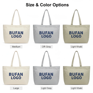 Borsa Tote in Tela Personalizzata BFYS, Borsa per la Spesa in Cotone Riciclabile, Borsa Pubblicitaria con Cerniera e Scritta per Supermercato e Viaggi - Product Image 5