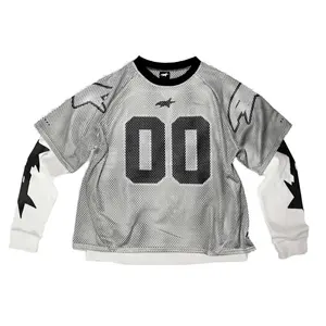 Özel Logo uzun kollu Combo Polyester örgü Jersey Hip Hop lüks gömlek bisiklet Jersey T Shirt erkekler için boy