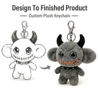 Porte-clés Peluche Monstre Mignon Personnalisé, Figurine Douce à Cornes de Diable en Polyester, Cadeau Boutique Halloween pour la Maison