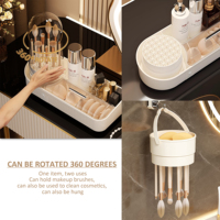 360 °   Organisateur rotatif pour le séchage des pinceaux de maquillage, support de rangement pivotant pour pinceaux cosmétiques en PP+PET, présentoir gain de place pour coiffeuse