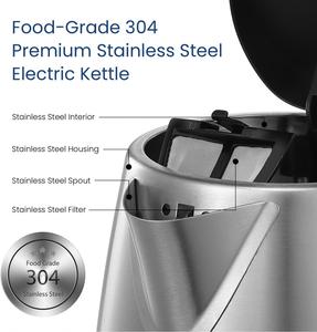 Stainless Steel Electric <b>Kettle</b> 1.7 Liter Tea <b>Kettle</b> Electric & Hot Water <b>Kettle</b> 1500W Fast Boil with LED Light - Product Image 4