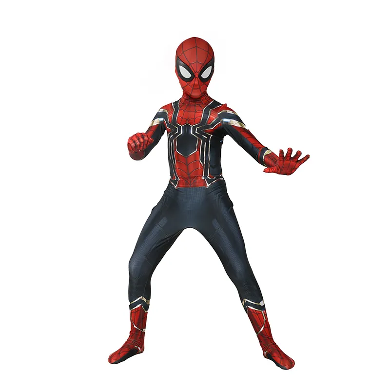 Kind Unisex Superheld Ijzeren Spiderman Cosplay Zentai Jumpsuit Voor Kinderen Fancy Dress-Up Halloween Carnaval Feest Kostuum Pak