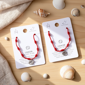 Tobillera de Acero Inoxidable con Siete Estrellas del Zodiaco Cáncer, Cordón Rojo, Joyería Zodiacal Hecha a Mano - Product Image 3