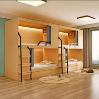 Lit superposé capsule spatiale intelligent de luxe avec prise LED intégrée, cabine de sommeil double pour hôtel capsule haut de gamme