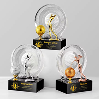Trophée en cristal gravé sur mesure, Médaille de golf, Gravure pour Champion de par-putt, Birdie, Distance la plus longue, Score brut